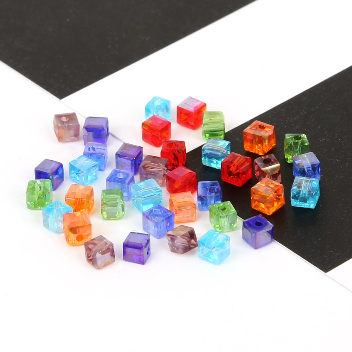 Nicebeads 20-180Pcs Multicolor Cube Beads 2 3 4 5 6 8mm Spacer Loose Crystal Square Glass Beads For Jewelry Making Bracelet DIY