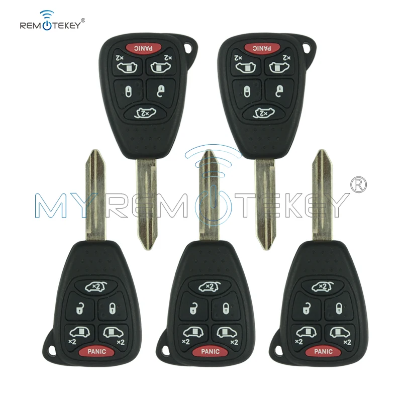 

Remtekey 5pcs Smart Key For Chrysler Dodge Jeep Car Key Head Case 5 Button With Panic Key Shell