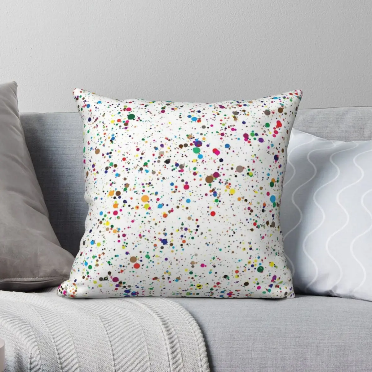 

80s RAINBOW SPLATTER Square Pillowcase Polyester Linen Velvet Printed Zip Decor Throw Pillow Case Bed Cushion Cover 45x45