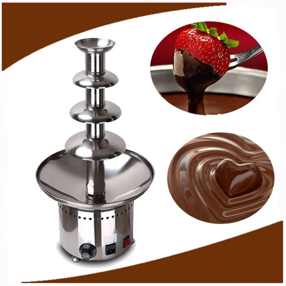 High quality Stainless Steel 4 Tiers mini home chocolate fondue fountain Machine Chocolate Tree for Wedding Children Birthday ZF