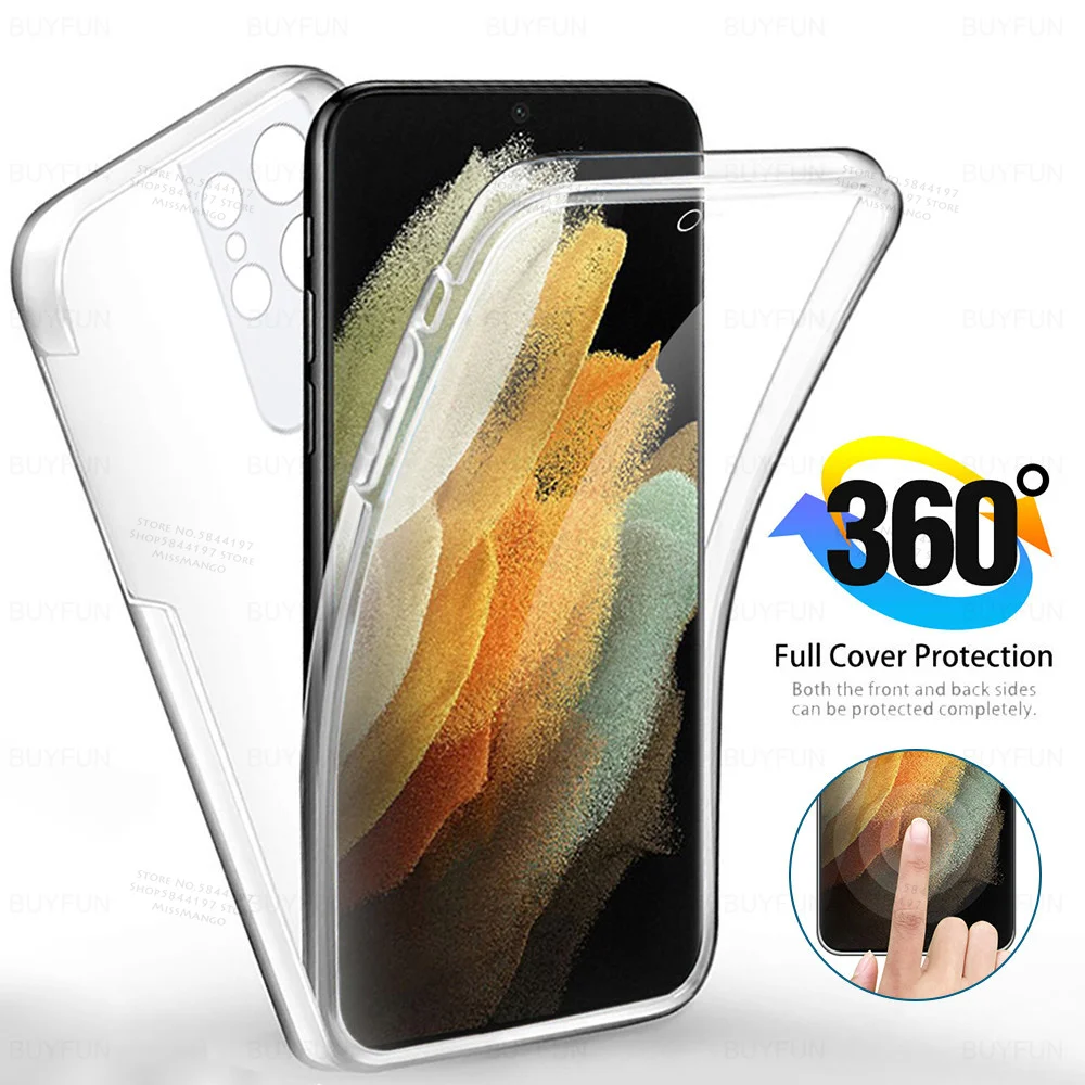 Case For Samsung Galaxy S21 Ultra Double Side Silicone TPU Transparent Coque for samsung s21 s20 plus ultra fe Soft cover coque