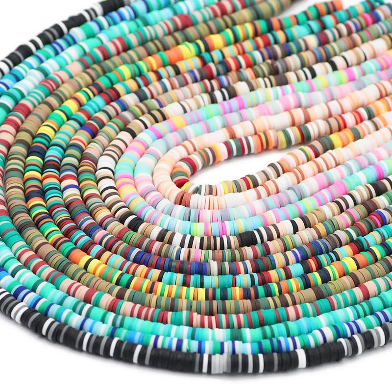 Mix Farbe Flache Runde Polymer Clay Spacer Perle Chip Disk Lose Perlen 16 Zoll 6mm Für Schmuck Machen DIY armband Zubehör