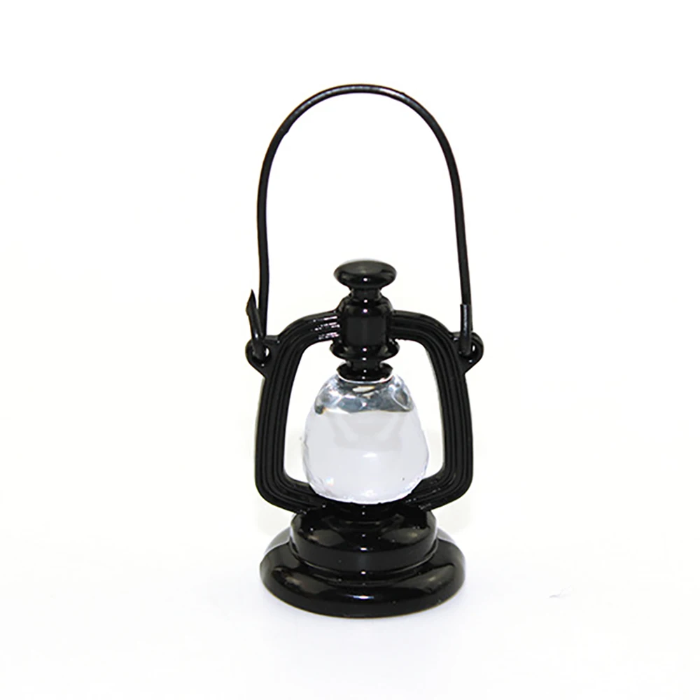 1/12 Dollhouse Miniature Accessories Mini Metal Vintage Oil Lamp Simulation Barn Lantern Model for Doll House Decoration ob11