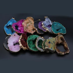 Charms Plating Golded Druzy Agates Pendant Irregural Agates Stone Pendant for Jewelry Making DIY Necklace 40x30x6mm-50x30x6mm