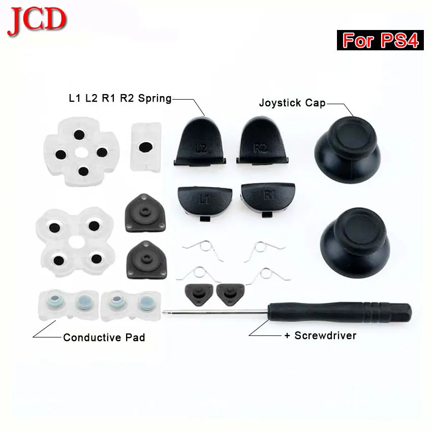 Jcd 1 conjunto para ps4 pro controlador fino r2 l2 botões de gatilho sensor 3d analógico polegar vara tampas & parafusos ferramentas