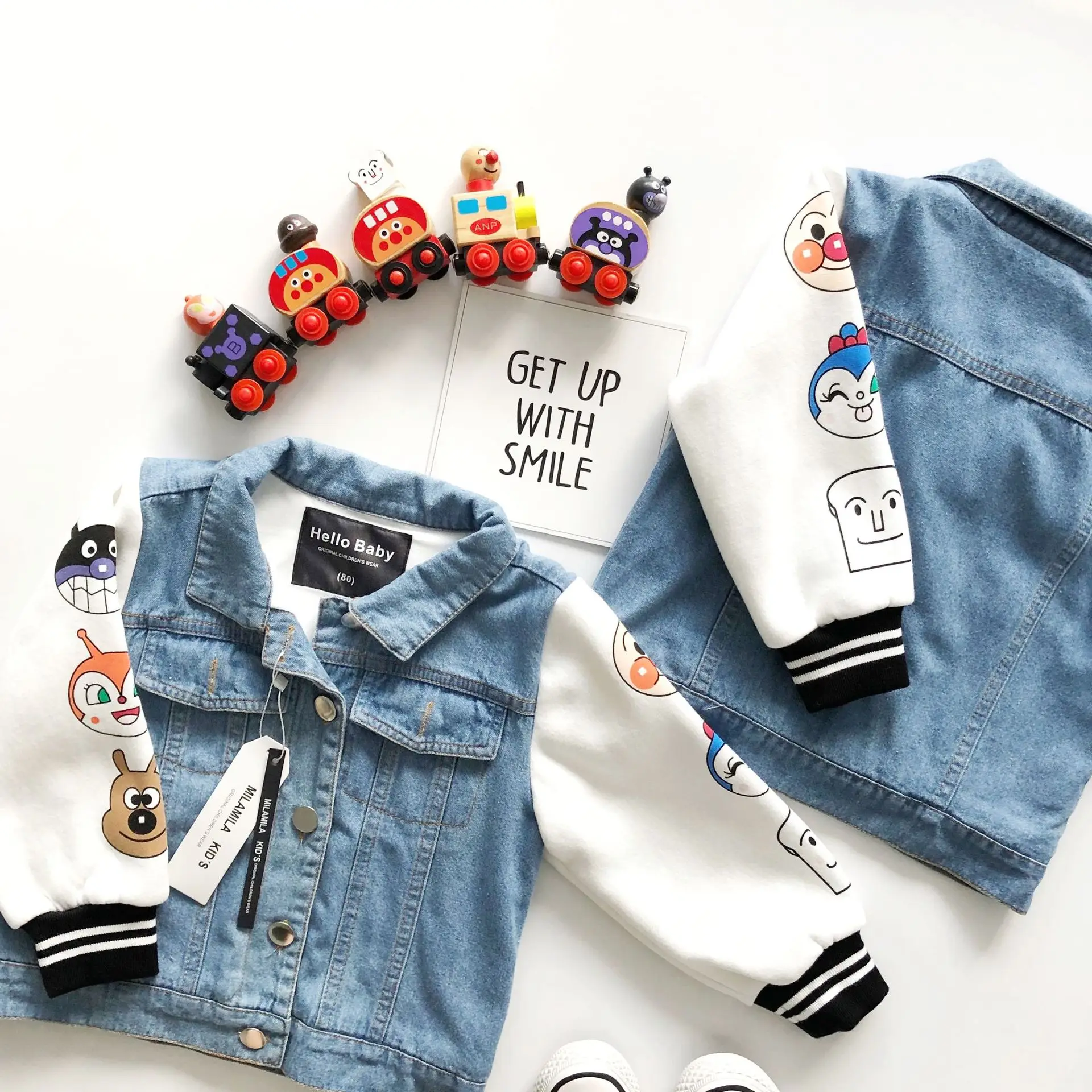 

Tonytaobaby Autumn and Winter Clothing New Boys' and Girls' Children's Clothing In Autumn and Winter Coat Denim Patchwork Coat