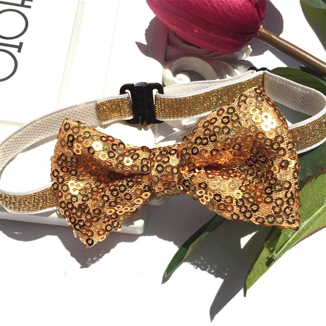 Lovely Sequin Pets Grooming Accessories Cute Dog Puppy Cat Kitten Pet Toy Kid Solid Bow Tie Necktie Clothes Cat Dog Necktie