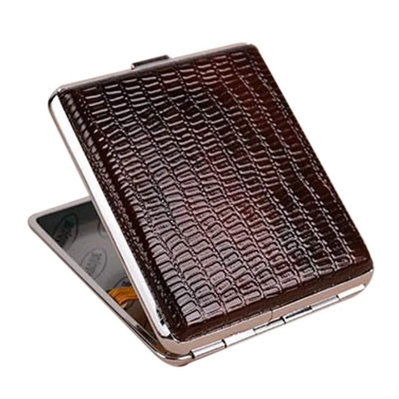 Retro Leather & Metal Cigarette Box Pouch Case Holder Tobacco Storage Container