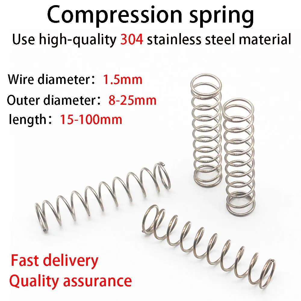 Stainless Steel Compression Spring, Cylindrical Spring, Y-type Rotor Return Spring, Steel Wire Diameter 1.5mm, 10pcs
