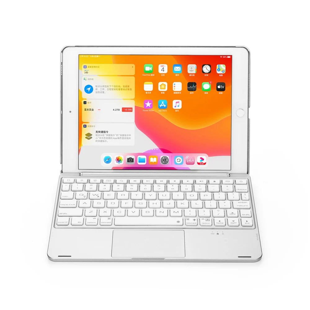 Aluminum Backlit Wireless Bluetooth 5.0 Spanish Keyboard Case With Mouse Touchpad For iPad 9.7 2017 2018/Pro 9.7/Air 1&2 Tablet