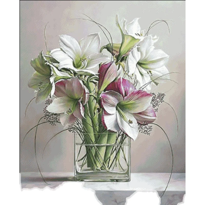 Beautiful Flower Elegant Lily Embroidery High Quality Needlework 18CT 14CT Unprinted Cross Stitch Kits DIY Handmade Home Decor