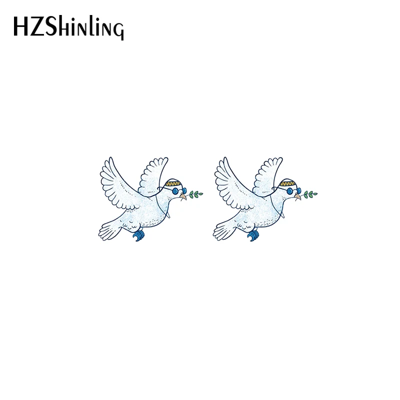 2021 New Lovely Dove Stud Earring Pigeon Acrylic Resin Earrings Epoxy Handmade Jewelry Gifts Girl