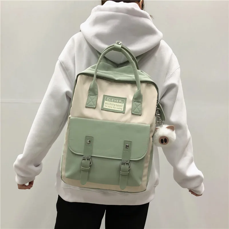 JULYCCINO Women Nylon Backpack Candy Color Waterproof School Bags for Teenagers Girls Patchwork Backpack Female Rucksack Mochila