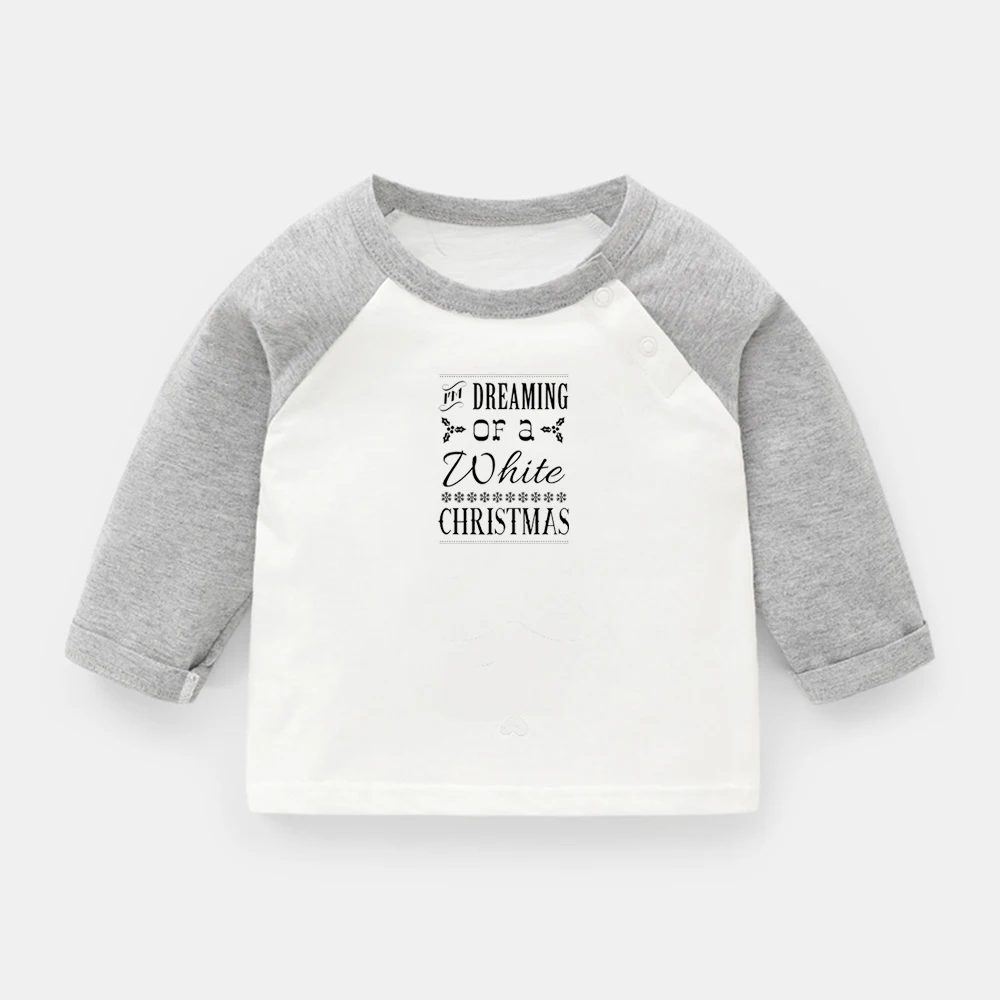 

I'm Dreaming of a White Christmas Design Newborn Baby T-shirts It's All Good Baby Printing Raglan Color Long Sleeve Tee Tops