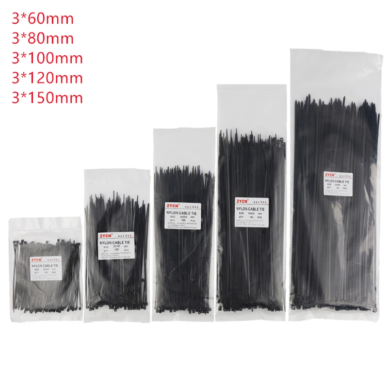 Qipang 50PCS fascetta fermacavo in Nylon di plastica autobloccante organizer nero fissare il cavo del cavo fascette con cerniera strumento avvolgicavo ad anello