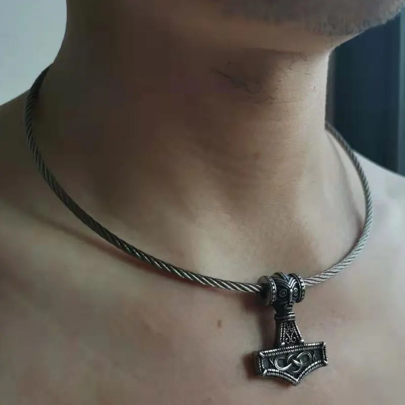 lanseis 1 pz vichingo slavo Torc Anello al collo Ragnar fatto a mano pesante filo intrecciato pagano norreno