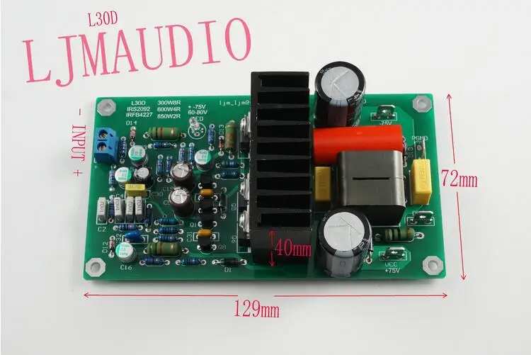 L30D Digital Audio Amplifier IRS2092S IRFB4227 300-850W Mono Sound Amplifiers Finished Board