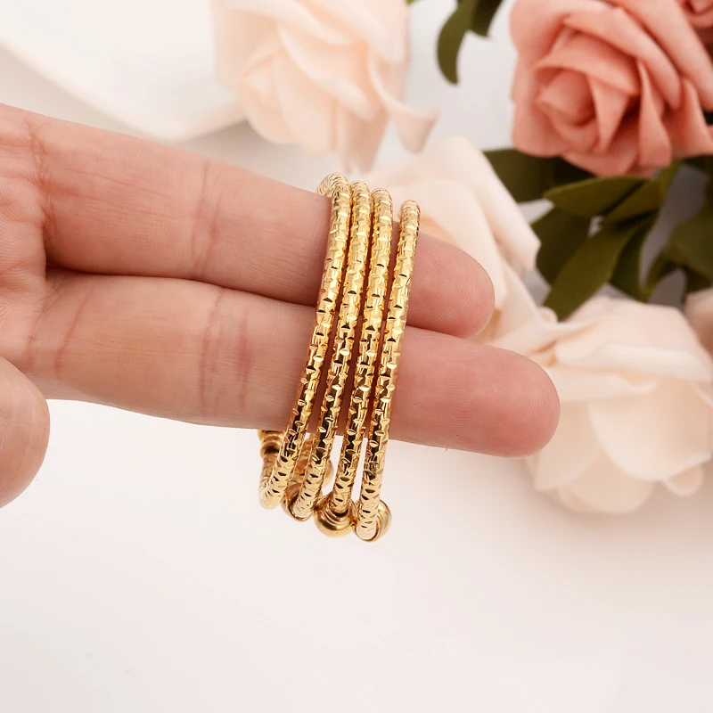 

24K Baby Bangles Ethnic Gold Color Dubai Bangles Kids Bracelet Luxury Bracelet Gold anklet Bracelet Child Jewelry Birthday Gift