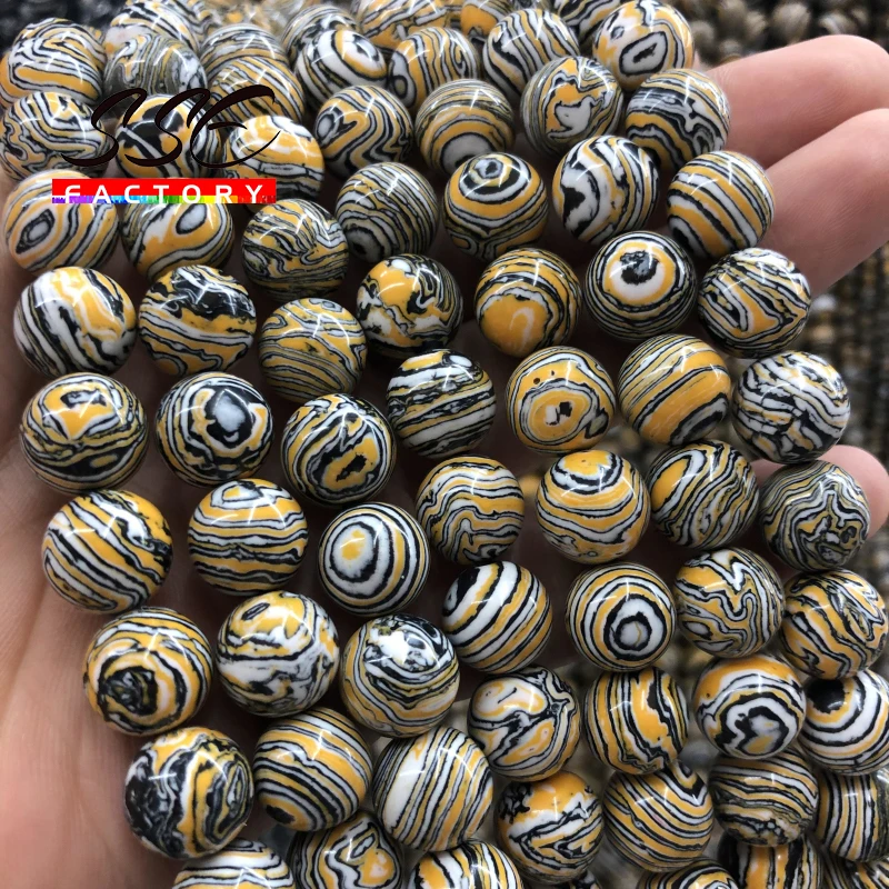 

White Yellow Turquoises Malachite Beads Natural Stone Round Loose beads 4 6 8 10 12mm For Jewelry Making DIY Bracelet 15" Strand