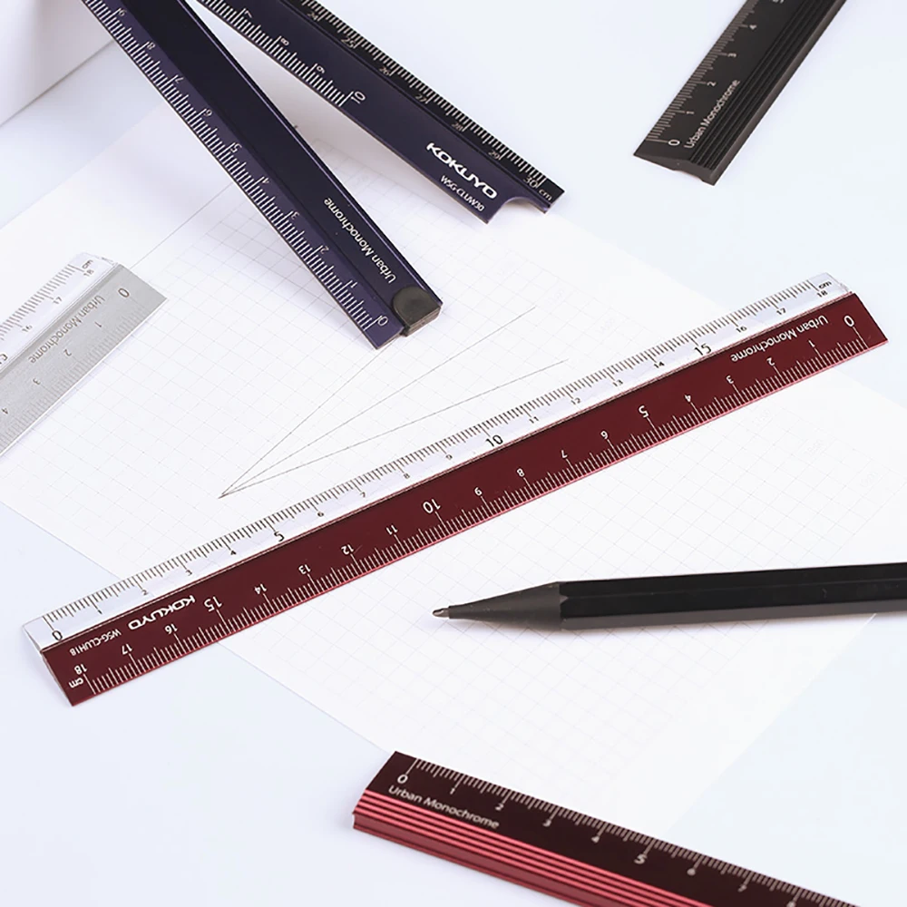 1Pcs Japan KOKUYO Campus Aluminum Ruler Art Office Measurement Portable Ruler Clear Translucent Plastic Ruler Durable 18cm