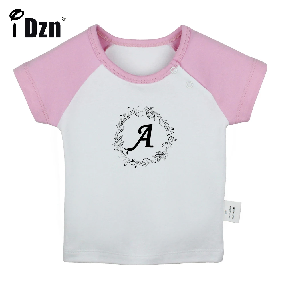 iDzn Summer NEW Garland Letter A Fun Art Printed Baby Boys T-shirts Cute Baby Girls Short Sleeves T shirt Newborn Tops Clothes