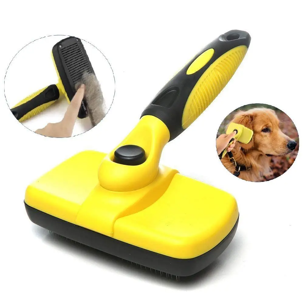 

Pet Grooming Brush Dog Comb Self-Cleaning Slicker Brushes Best Shedding Tools For Grooming Cats And Dogs With Long Thick Hair