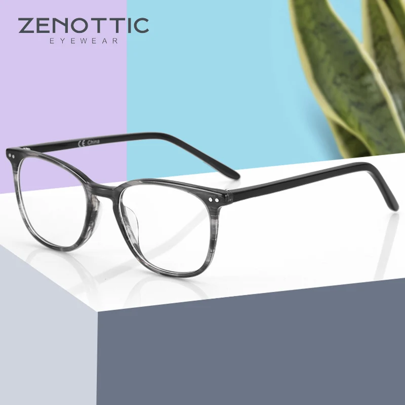 ZENOTTIC High Quality Acetate Optical Glasses Frames for Men Women Vintage Square Non-Prescription Eyeglasses Oculos De Grau