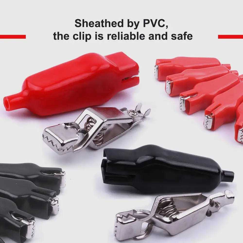 5 Pairs Black and Red MAX 20A Testing Probe Alligator Clips Double Ended insulated PVC Crocodile Clip for Electrical Jumper Wire