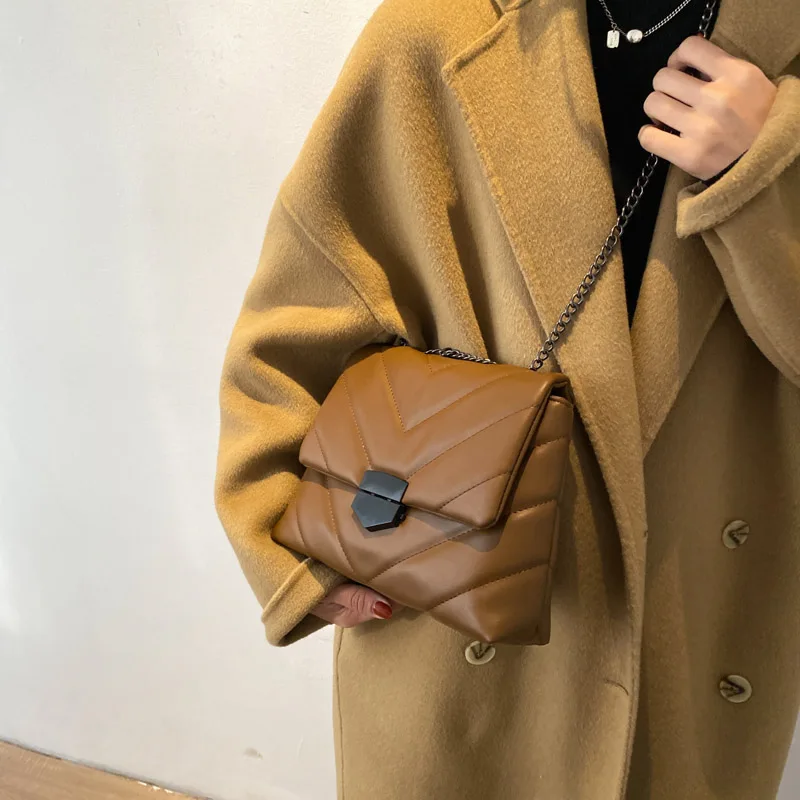 Embroidery Thread Small PU Leather Crossbody Bags for Women 2021 Trend Hand Bag Women\'s Branded Trending Shoulder Handbags