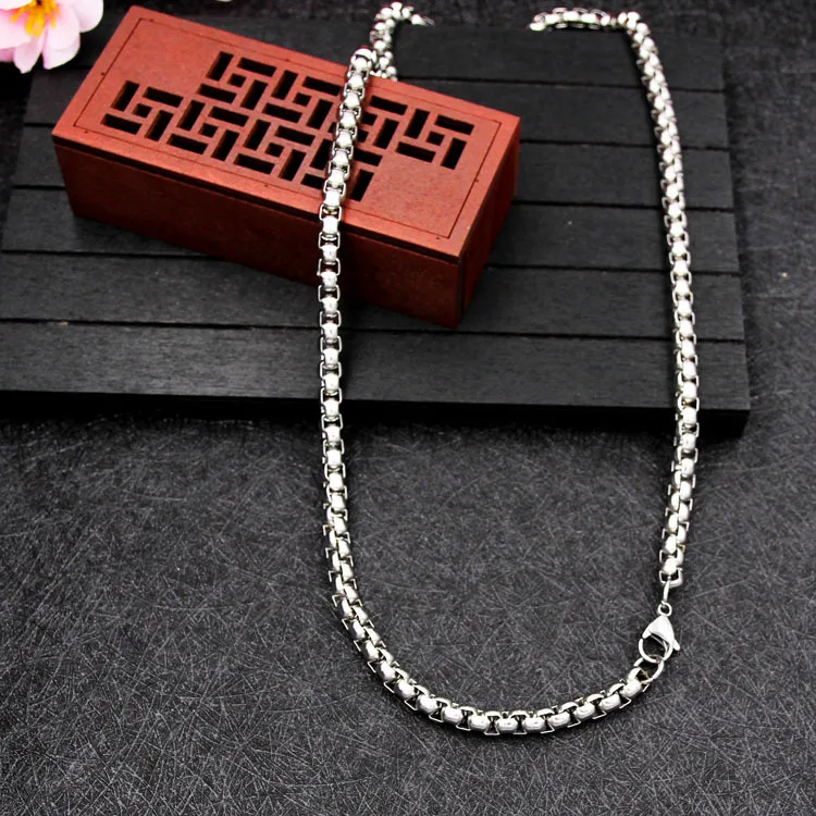Fashion Hip Hop Rock Style Jewelry Set 6MM Stainless Steel Square Pearl Chain Necklace Bracelet For Men drop shipping
