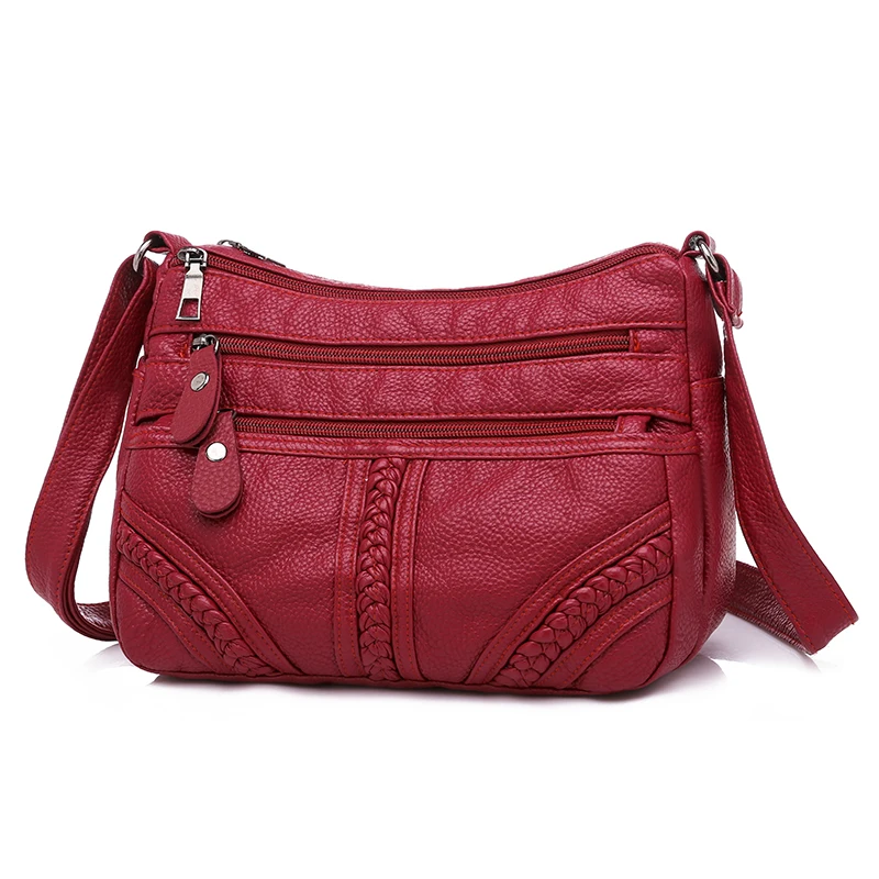 Annmouler Fashion Women Bag Pu borsa a tracolla in morbida pelle borsa a tracolla multistrato borsa piccola di qualità borse a mano rosse di marca