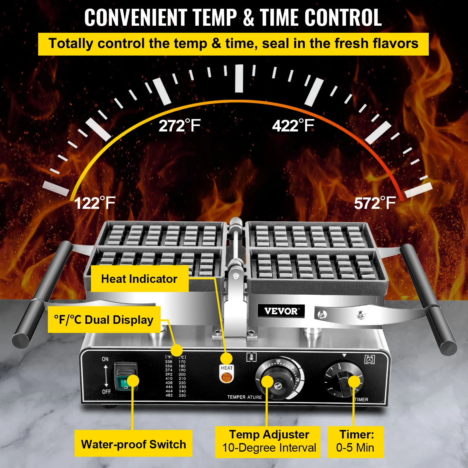 VEVOR-직사각형 전기 와플 메이커, 계란 와플 메이커, 가역 팬, 고프레라 토스터, 주방 가전