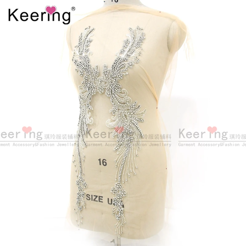 Keering Blingbling Silver Crytal Rhinestone Corpo para Vestido de Noiva