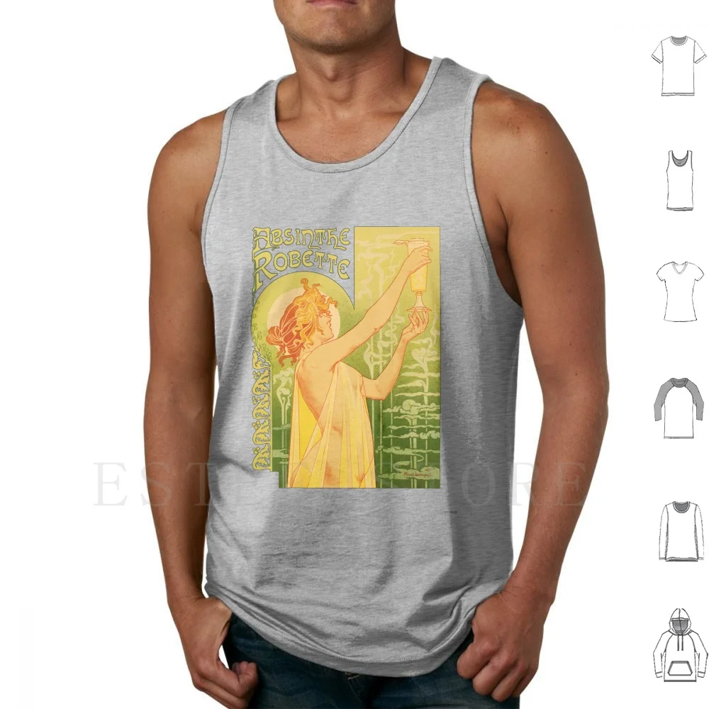 Absinthe Robette Ii Tank Tops Vest Alphonse Mucha Alfons Mucha Mucha Art Nouveau Absinthe French Womens Green Green Fairy