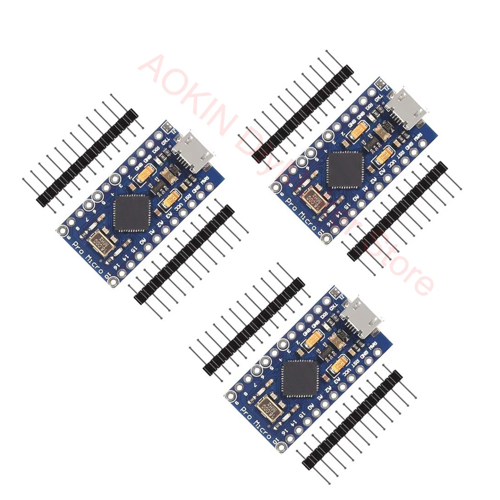 3 pcs Pro Micro Atmega32U4 5V 16MHz Bootloadered IDE Micro USB Pro Micro Development Board for Arduino Pro Micro with Pin Header