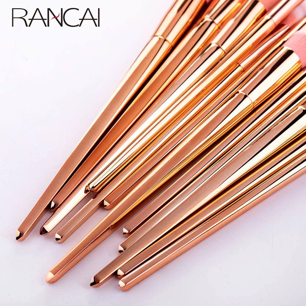 12 قطعة ماكياج فرش مجموعة مسحوق الأساس أحمر الخدود فرشاة الوجه كونتور المخفي أحمر الخدود الشفاه عينيه الحاجب أدوات التجميل