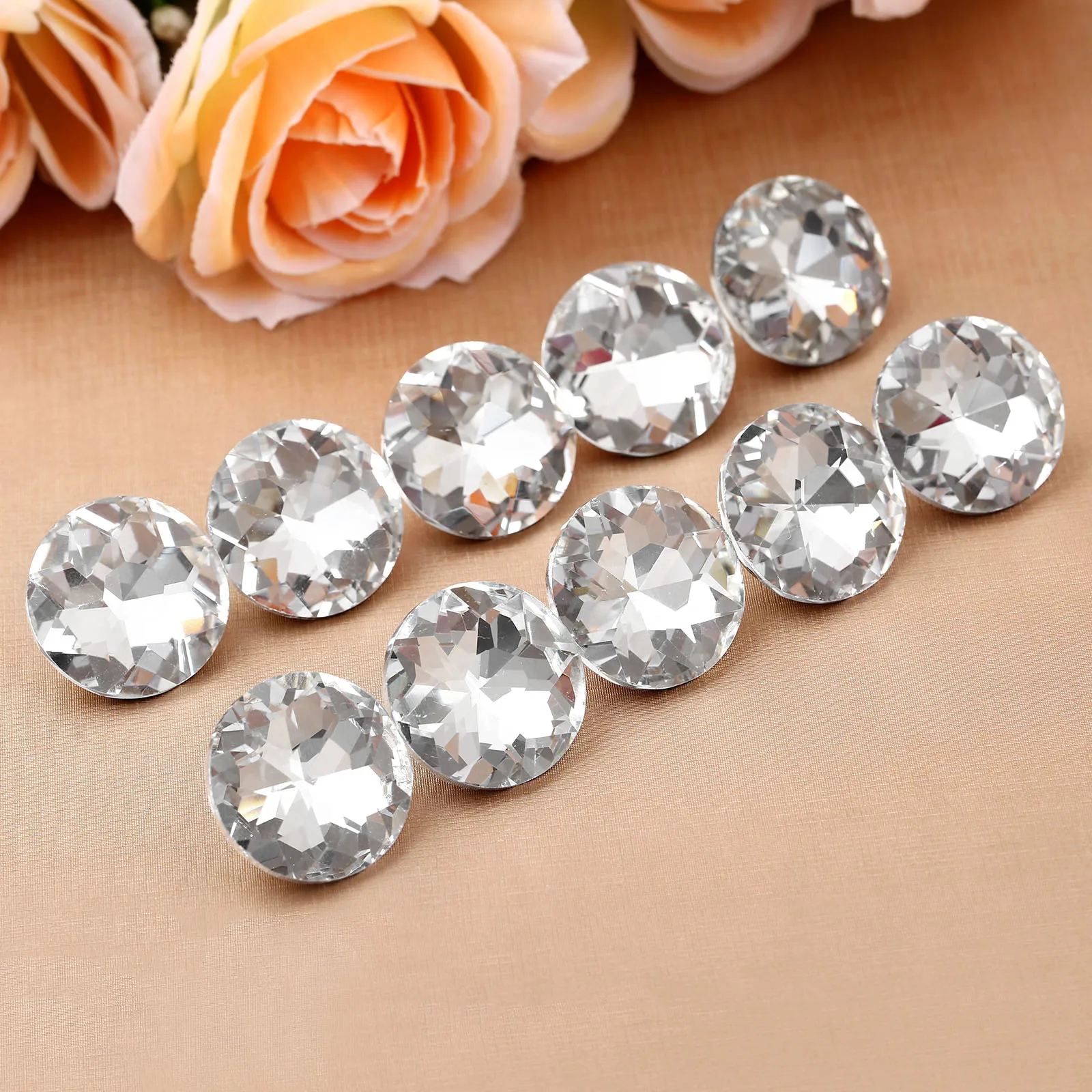 10pcs Diamond Upholstery Buttons Crystal Nails Gem Decorative Tacks Studs 20/25/30mm Craft Handmade Leather Sofa Bag Board