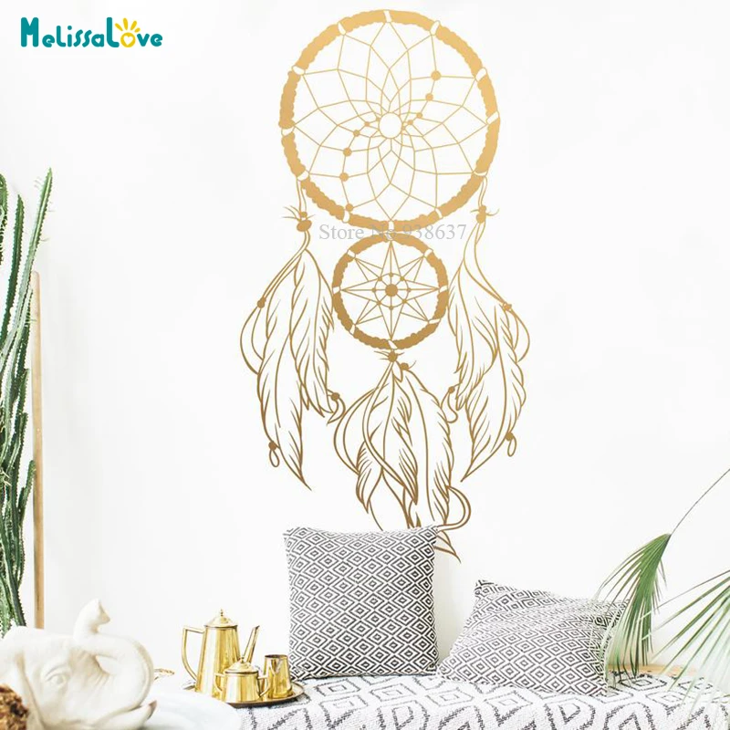 Beautiful Large Dreamcatcher Decal Boho Feather Art Baby Room Nursery Decor Girl's Room Decals Vinyl Wall Sticker BA894