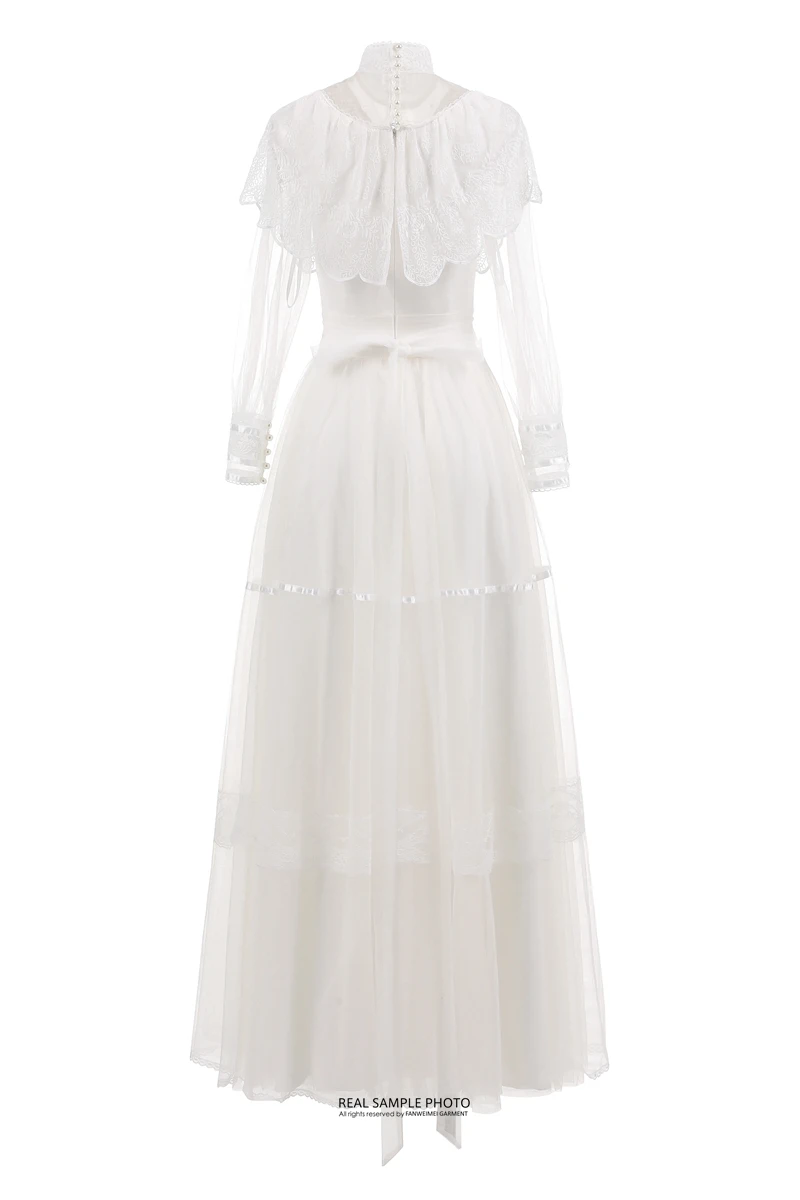 Robe de Mariée en Tulle à Manches sulfet Col Haut, Vêtement en Dentelle, Style Victoria, pour Patients de Mariage, Quelle que soit la Collection