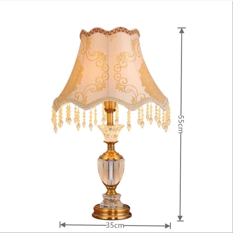 OURFENG LED Table Lamp Luxury Modern Desk Crystal Lamp Iron Bedside Decorative for Home Dining Room Bedroom Office