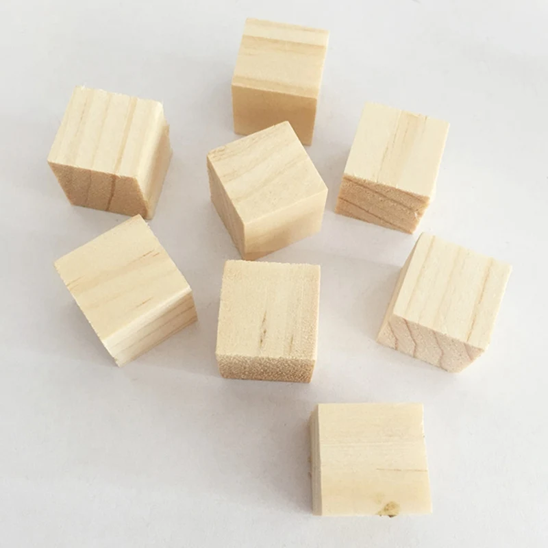 Solid Wood Cube Wooden Square Blocks Kids Early Educational Toys Assemblage Block Embellishment For DIY Woodwork Craft