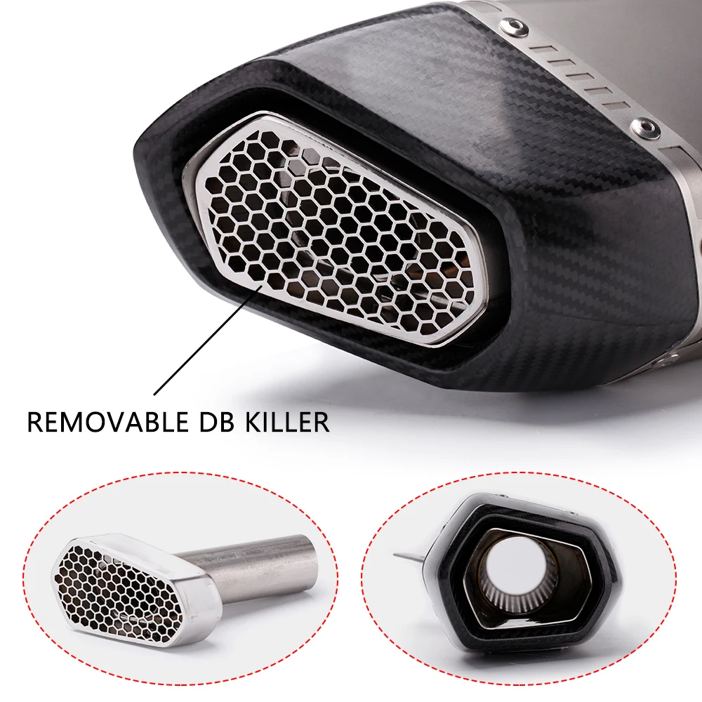 60MM/51MM Motorcycle Exhaust Escape Modified Carbon fiber Muffler both side For BMW s1000rr R1200GS ZX10R TMAX 530 560 Z1000 R15