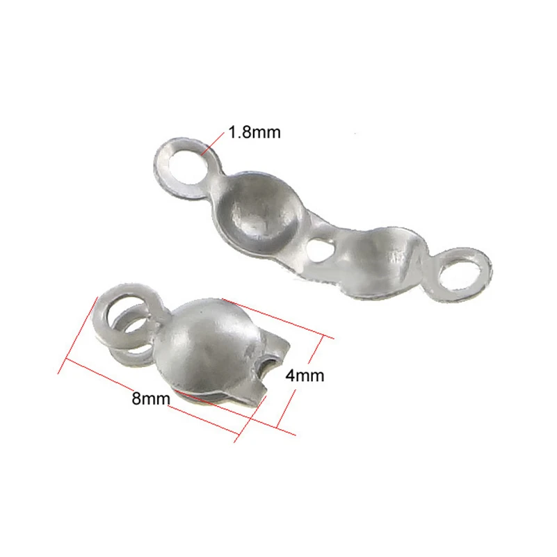 100Pcs/lot Stainless Steel Bead Chain End Clip for Jewelry DIY Making Openable Clasps Buckles Symmetrical Connectors Findings