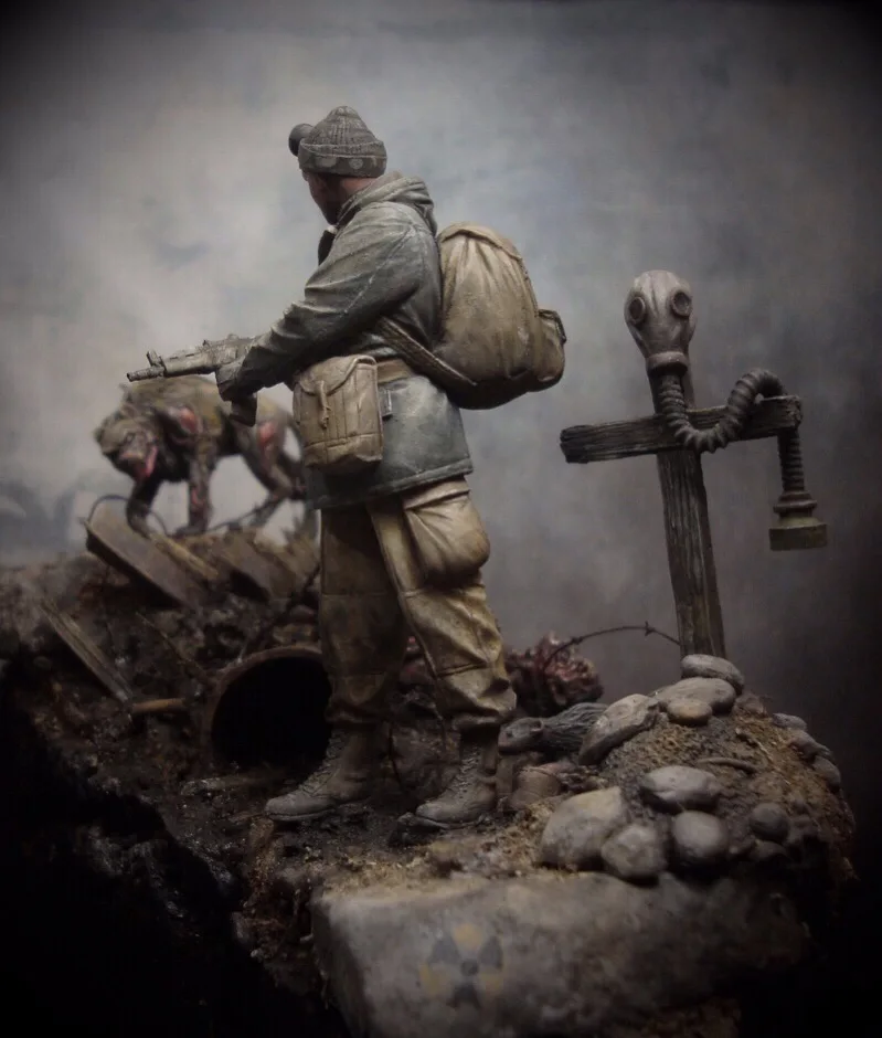 Resin Model Figure GK，Including Dogs Crosses Dead Bodies Soldiers Hillside ,  Unassembled and unpainted kit