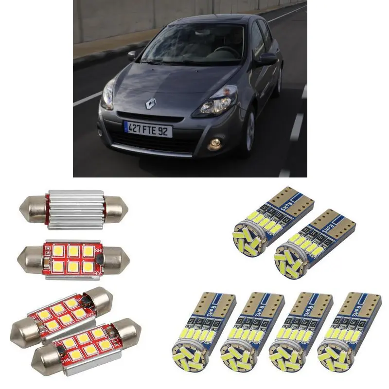 Interior led Car lights For Renault clio 3 br01 cr01 hatchback car accessories boot light License Plate Light 12pc