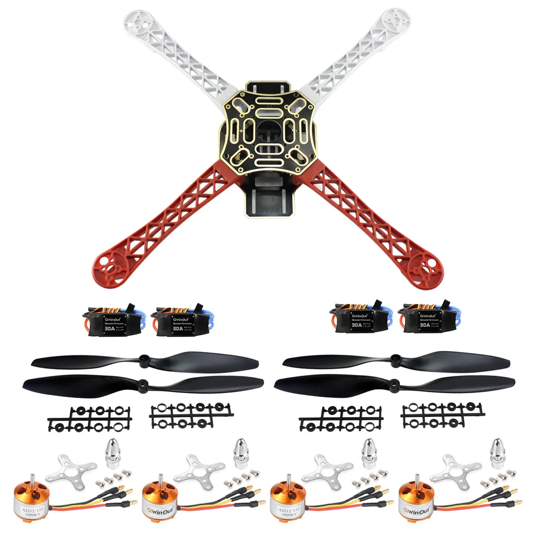 F450 450mm 4-Achsen Drohnen-Rahmenkit mit 2-3S 30A RC Brushless ESC A2212 1000KV Brushless Motor 13T 1045 CW CCW Propeller – Detail 2