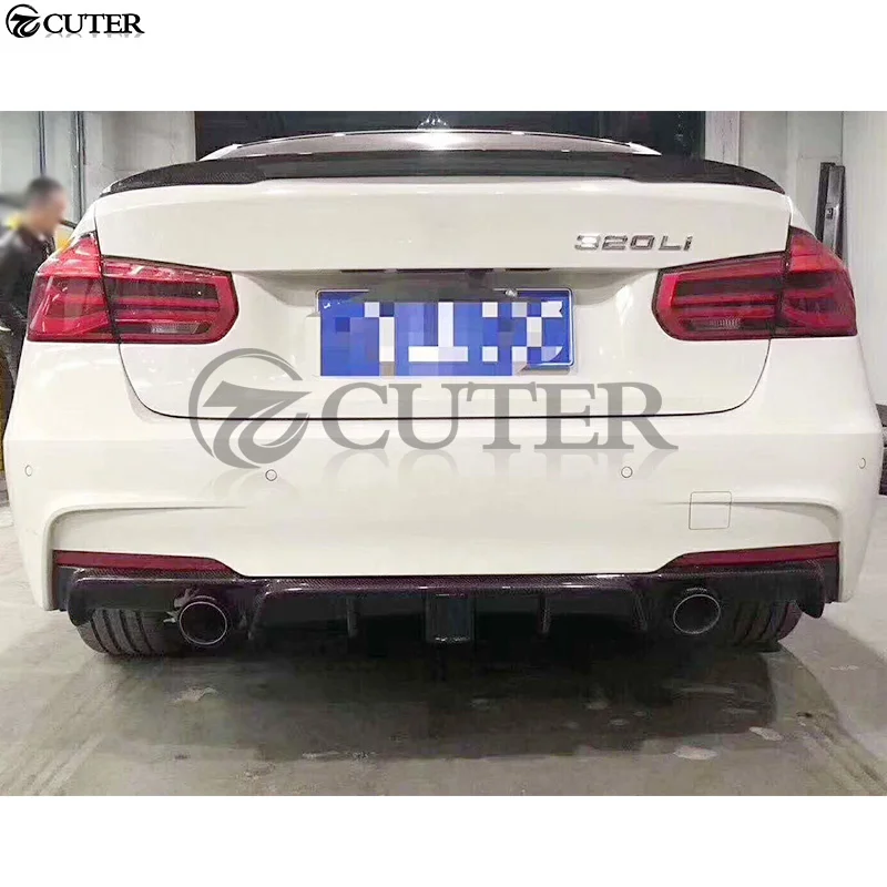 F30 3 Series 320i 330i Mp نمط ألياف الكربون شفة ممتصة للصدمات الخلفية الناشر مع مصباح ليد لسيارات Bmw F30 325i M-tech طقم هيكل السيارة #6