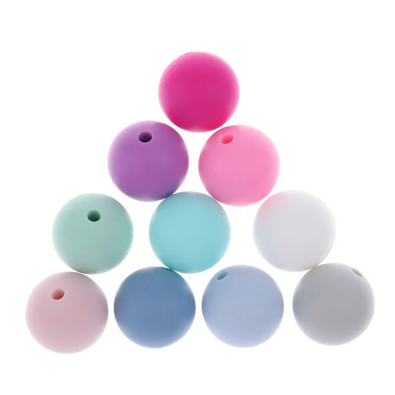 QHBC 50Pc ซิลิโคนรอบลูกปัด9มม.Bpa ฟรีเคี้ยวเด็ก Teether สร้อยคออุปกรณ์เสริม Pacifier Chain DIY พยาบาลของเล่น Kralen