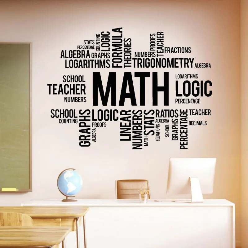 

Math Logic Words Cloud Art School Wall Sticker Vinyl Classroom Decoration Decals Reading Room Decor Mural Wall Poster S080