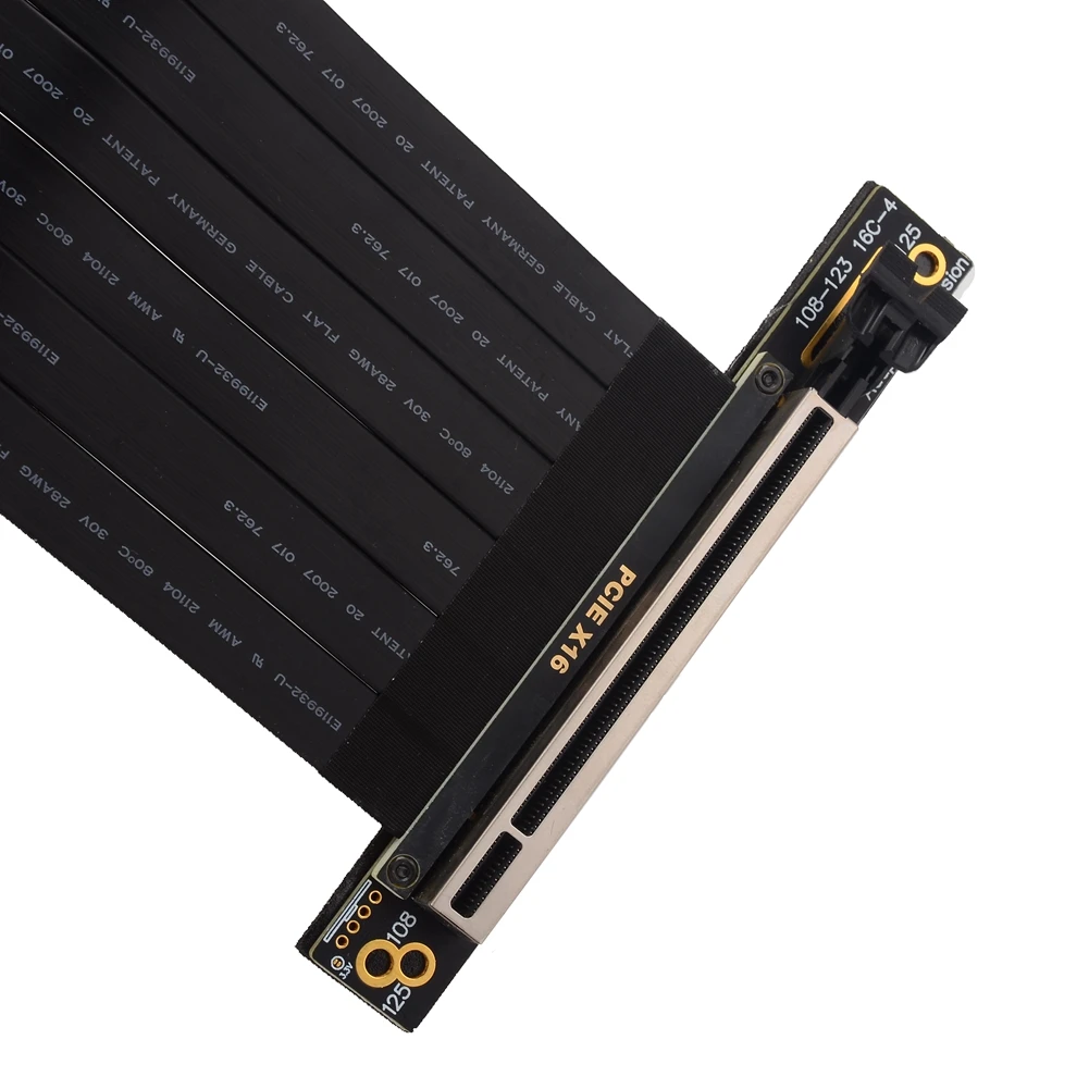 Cabo de Extensão Vertical para Gráficos, Riser Ribbon Extender, Pci Express, Masculino, 90 Ângulo Direito, PCIe 3.0, X16